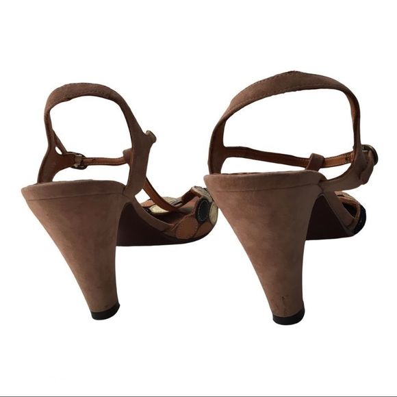 Anthropologie Chie Mihara Quory metallics circle medallion heel Sandals size 6.5 - Picture 12 of 16